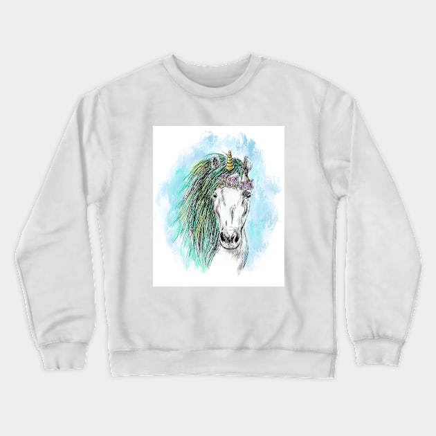 Unicorn head image Crewneck Sweatshirt by rachelsfinelines